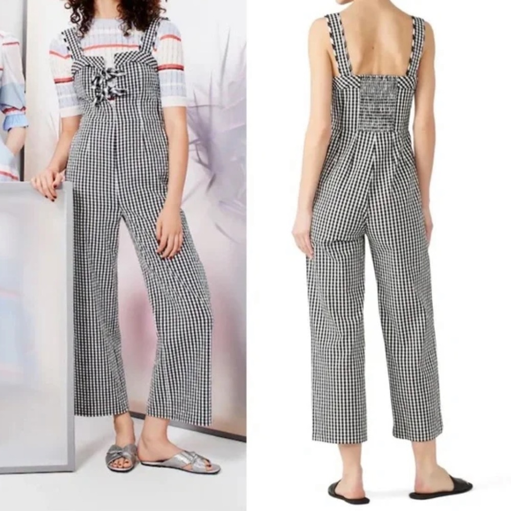 Tanya Taylor Black and White Gingham Jumpsuit